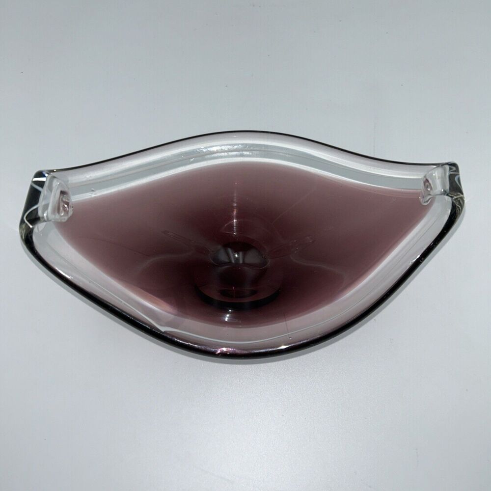 Paul Kedelv - Coquille Flygsfors Pink Purple Art Glass Bowl 1950s- 3 piece set - Picture 3 of 16